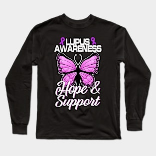 Lupus Awarenes Butterfly Ribbon World Lupus Day Long Sleeve T-Shirt